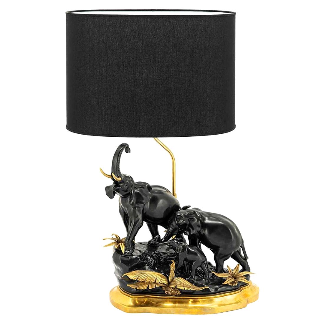 Black Elephants Table Lamp