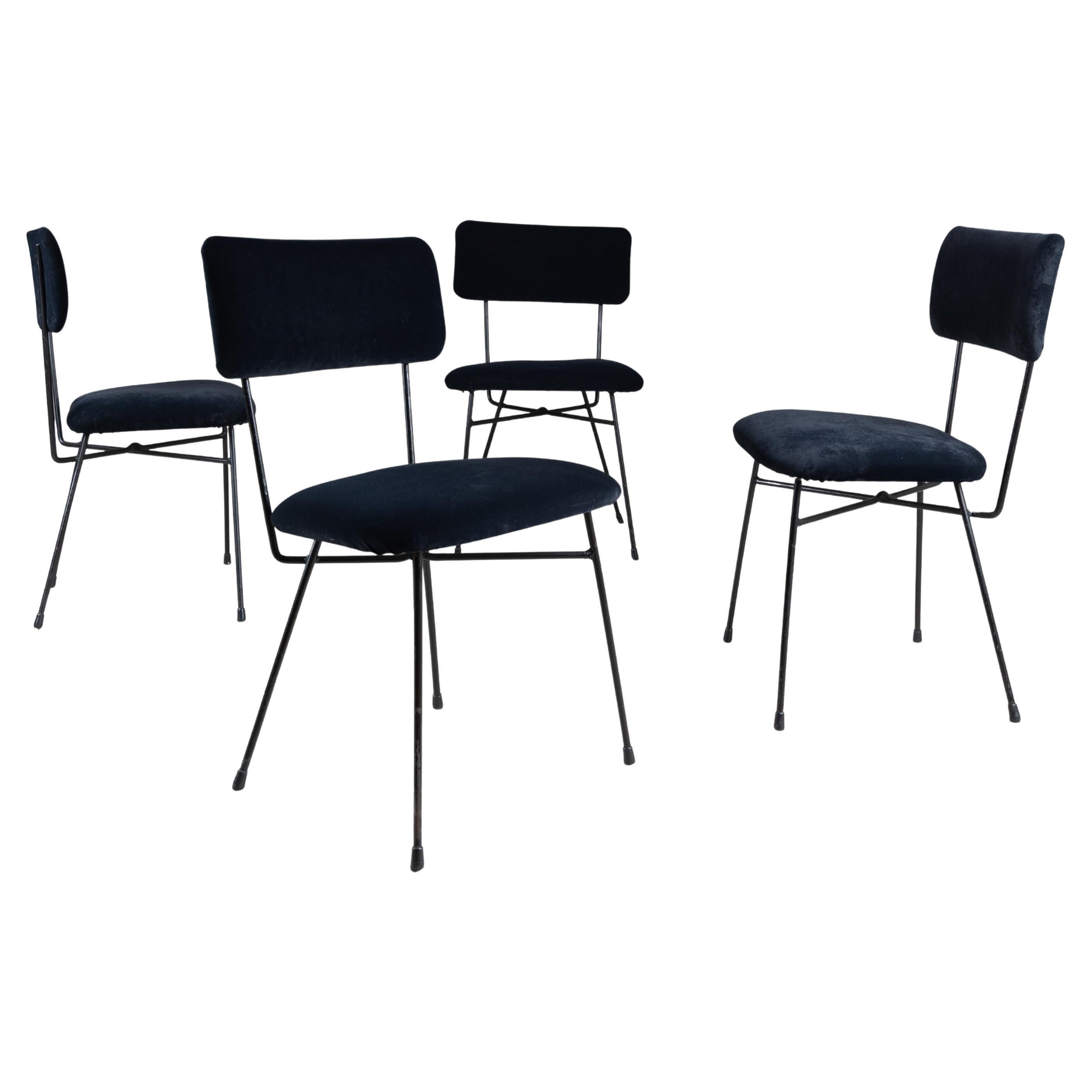 Black Elettra BBPR Black Chairs for Arflex, 1954, set of 4 For Sale