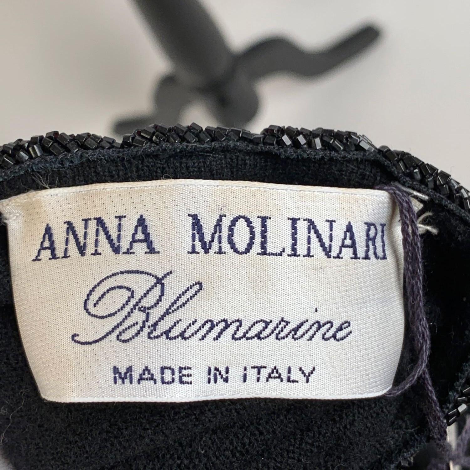 Anna Molinari Blumarine Embellished Black Fur Trim Cardigan Size 46 1