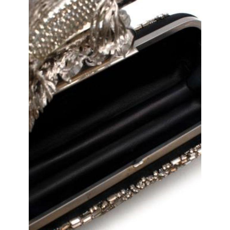 Women's Black Embellished Fish Knuckle Box Clutch