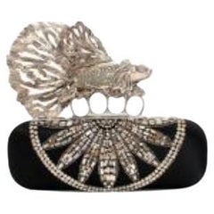 Black Embellished Fish Knuckle Box Clutch