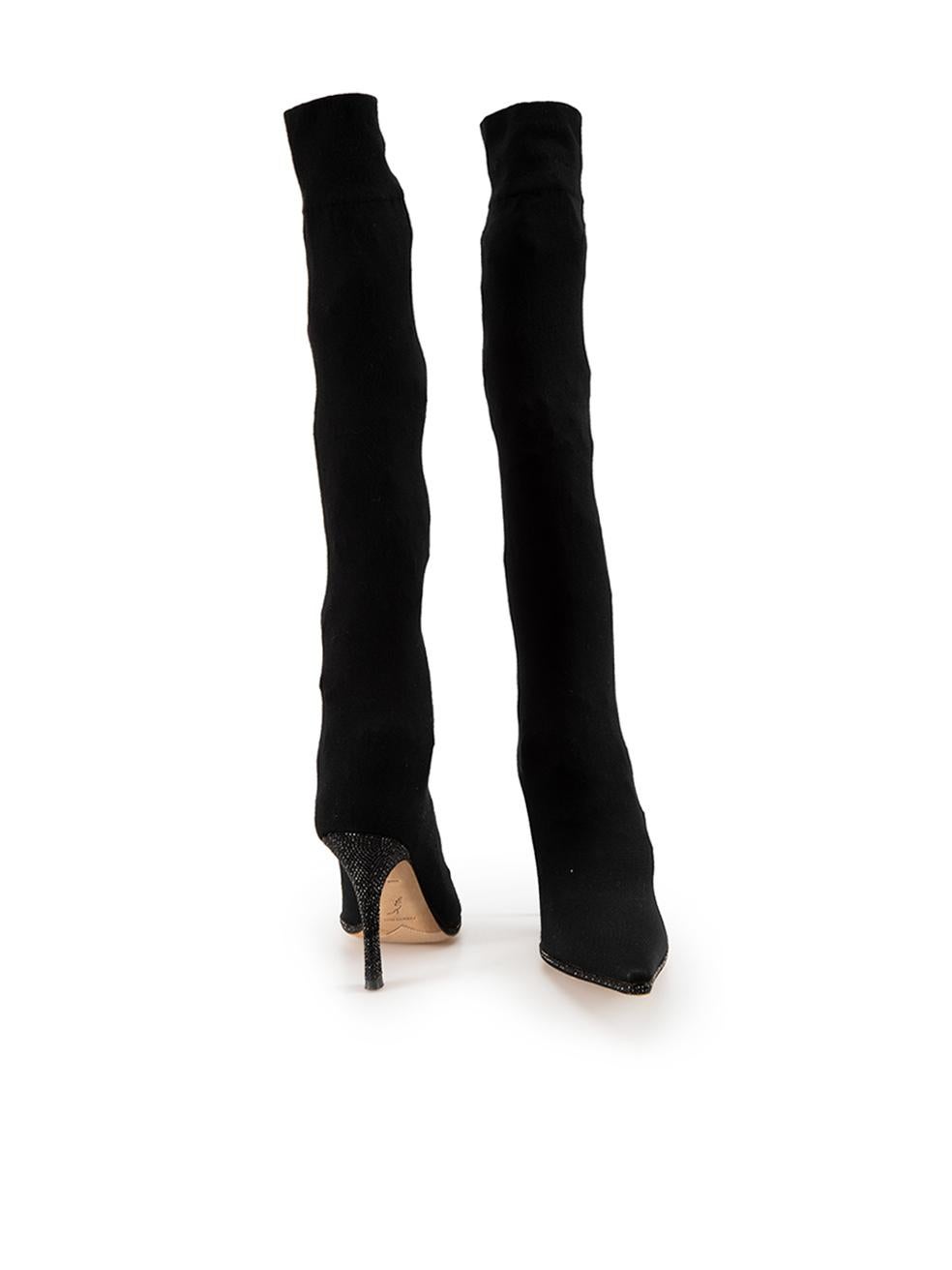 Noir Bottes chaussettes embellies noires, taille IT 36 en vente