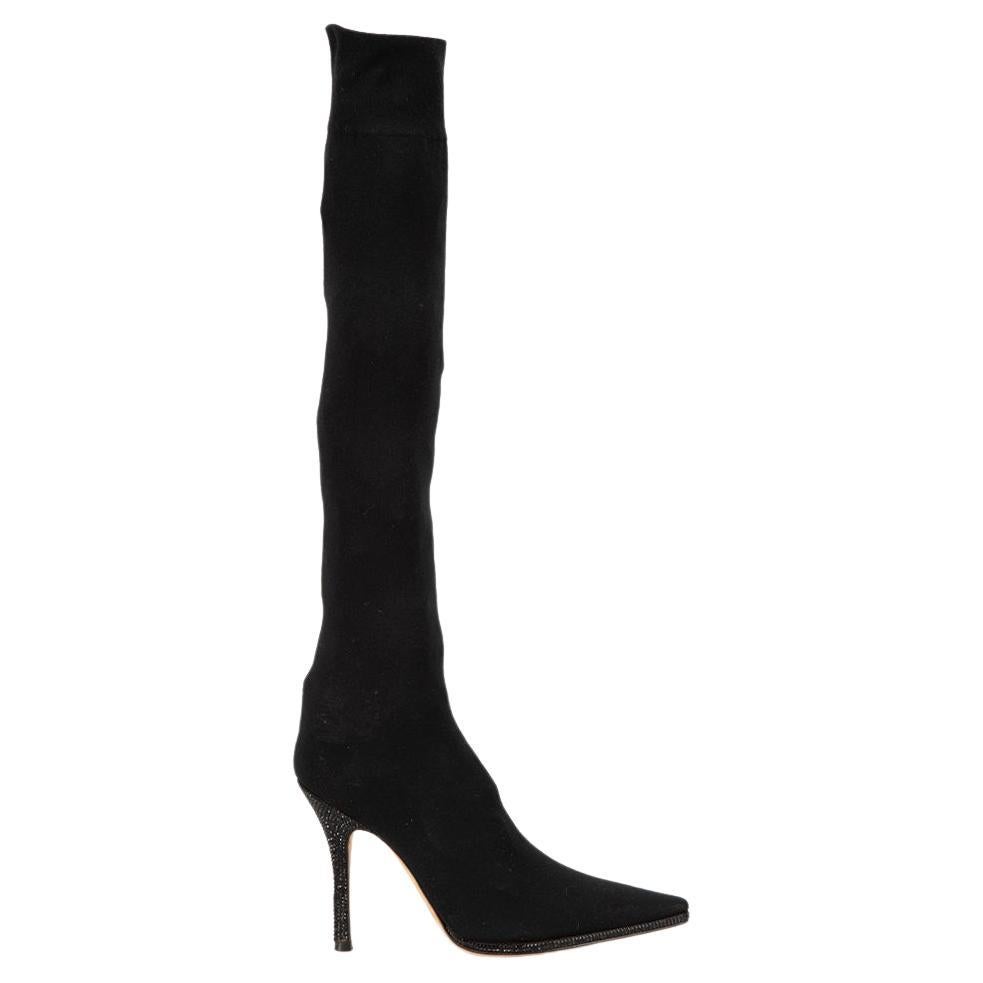 Black Embellished Sock Boots Size IT 36 For Sale