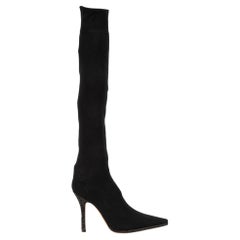 Used Black Embellished Sock Boots Size IT 36