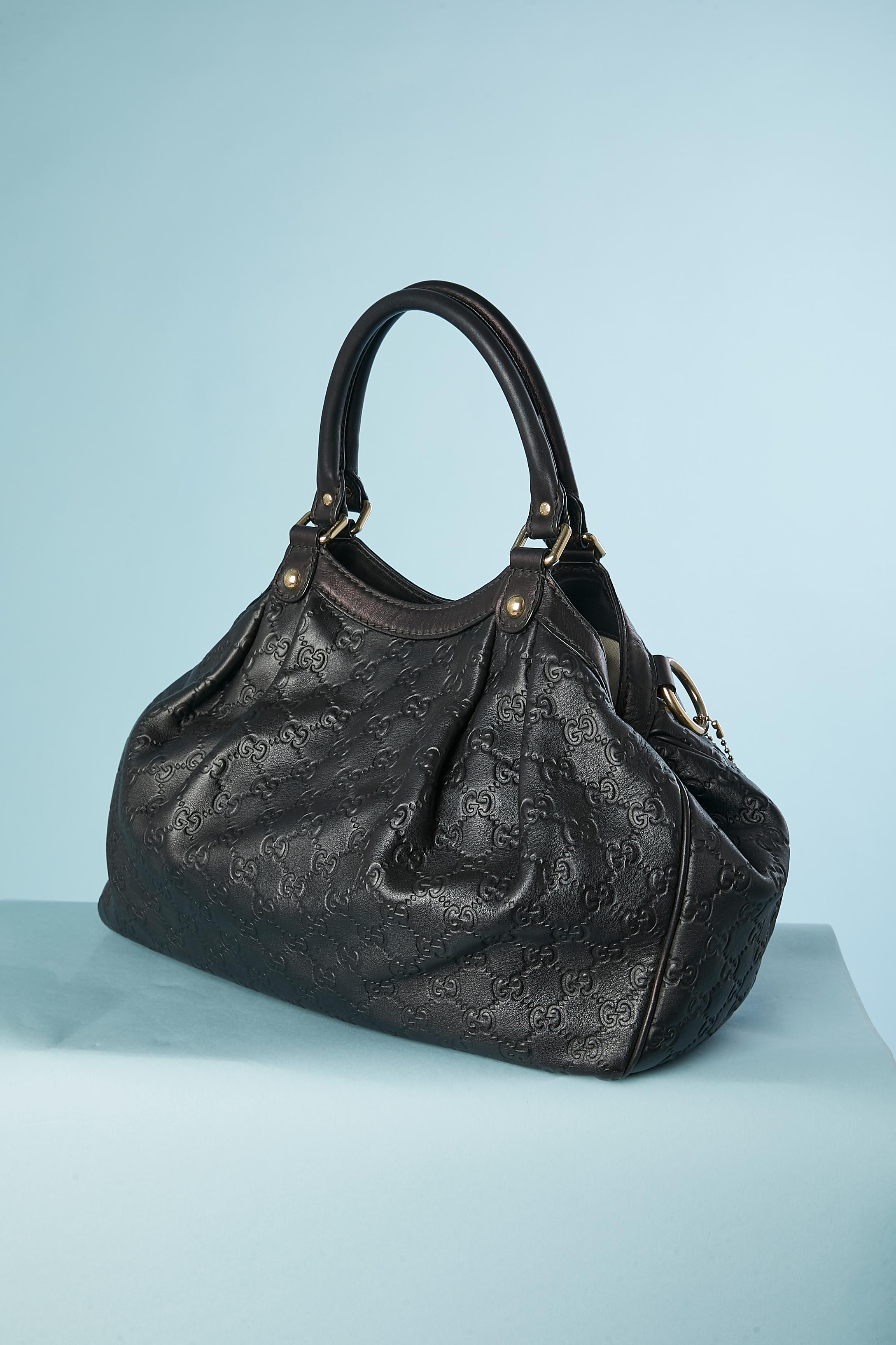Black embossed leather bag Guccissima Gucci Numbered In Good Condition For Sale In Saint-Ouen-Sur-Seine, FR