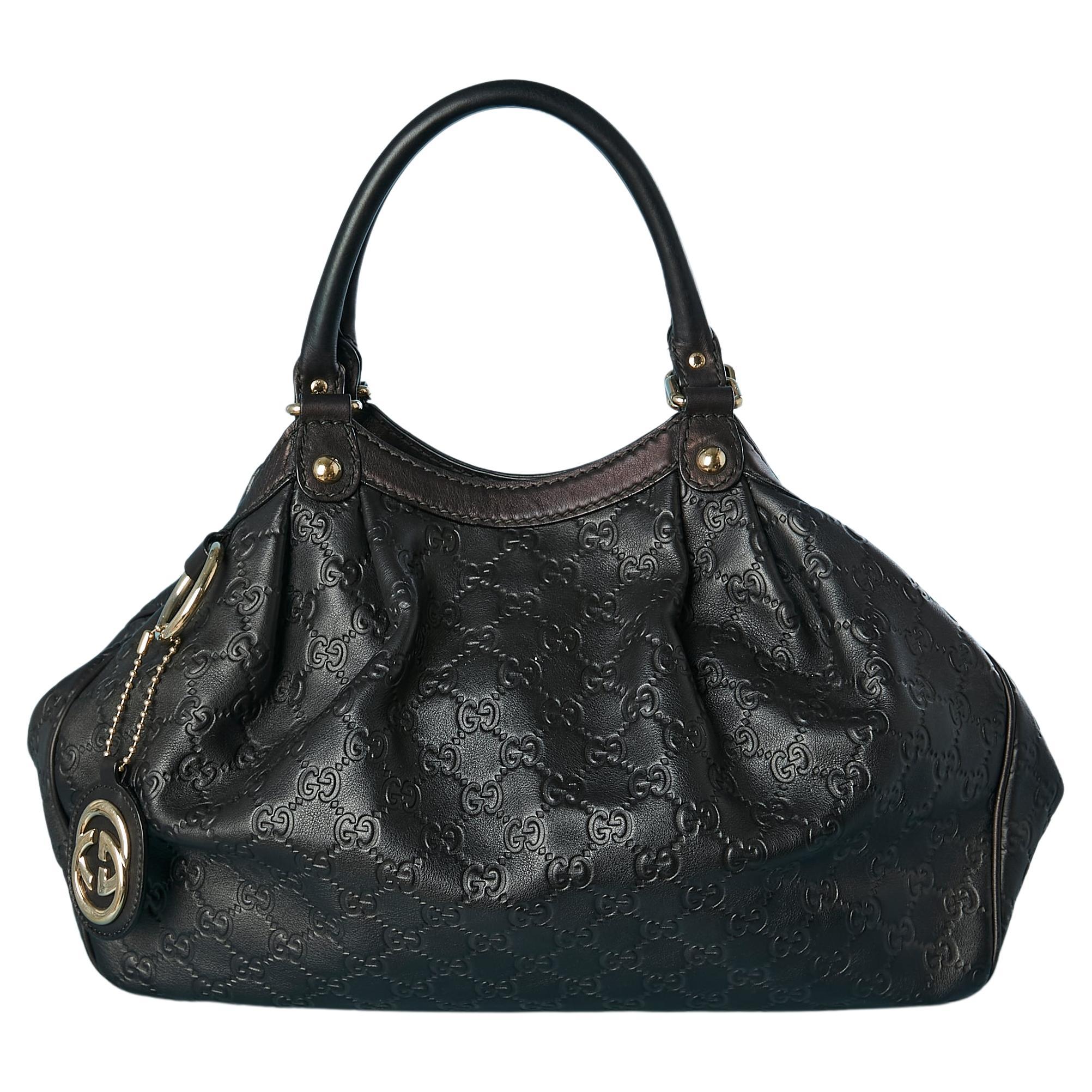 Black embossed leather bag Guccissima Gucci Numbered For Sale