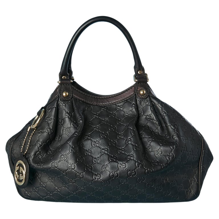 Gucci Navy Blue Guccissima Leather Medium Padlock Shoulder Bag at 1stDibs