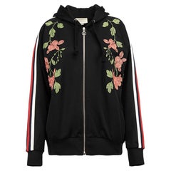 Black Embroidered Hood Track Jacket Size S