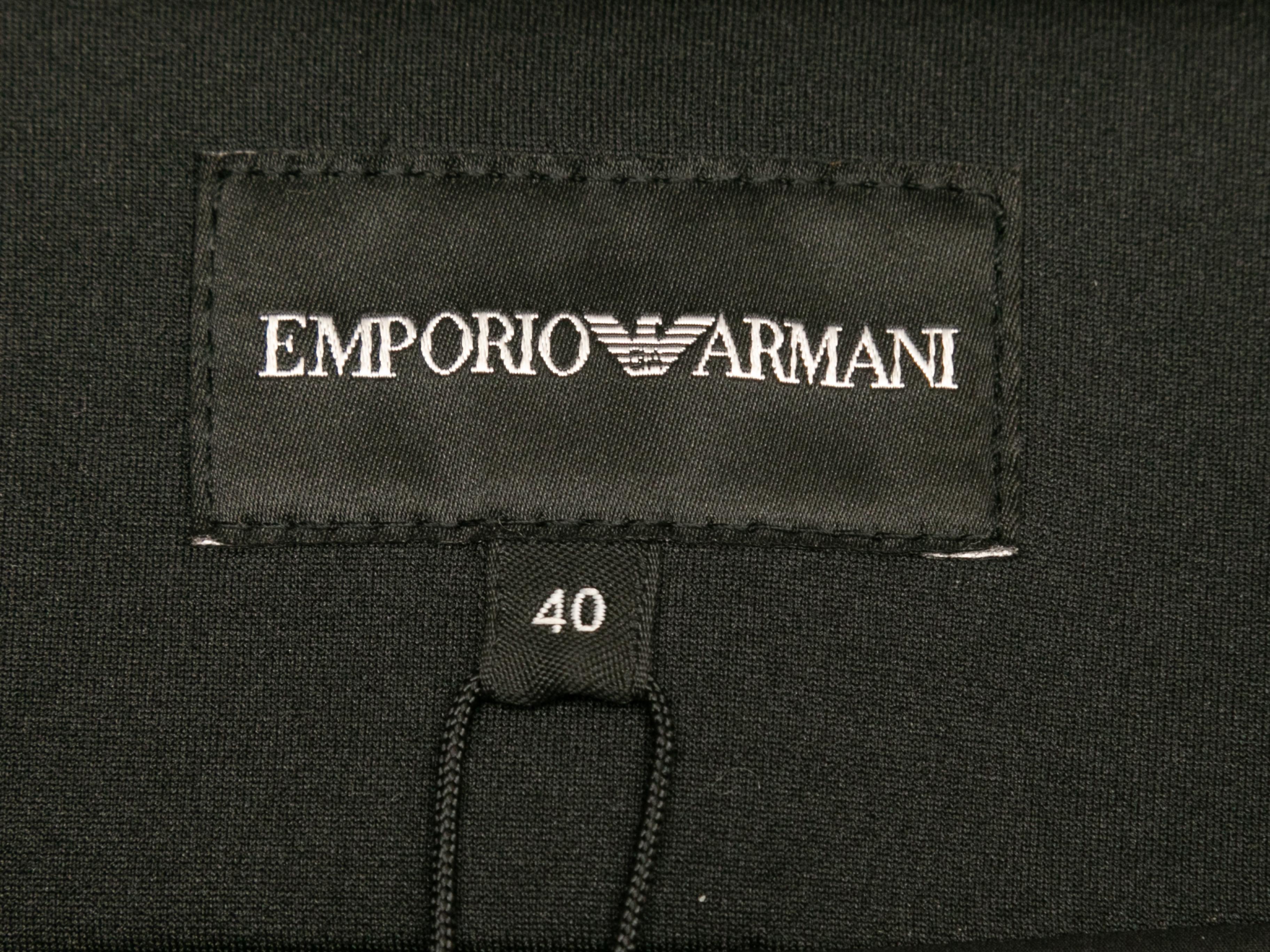 Black Emporio Armani Faux Fur-Trimmed Hooded Textured Jacket Size IT 40 For Sale 1