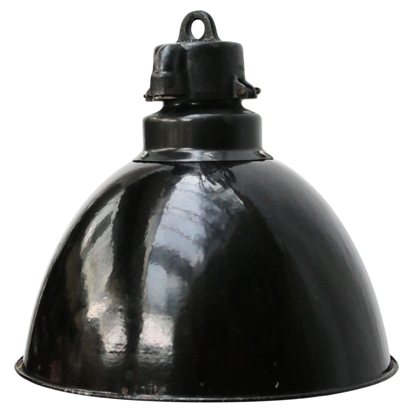 Black Enamel 1930s Vintage Industrial Pendant Light