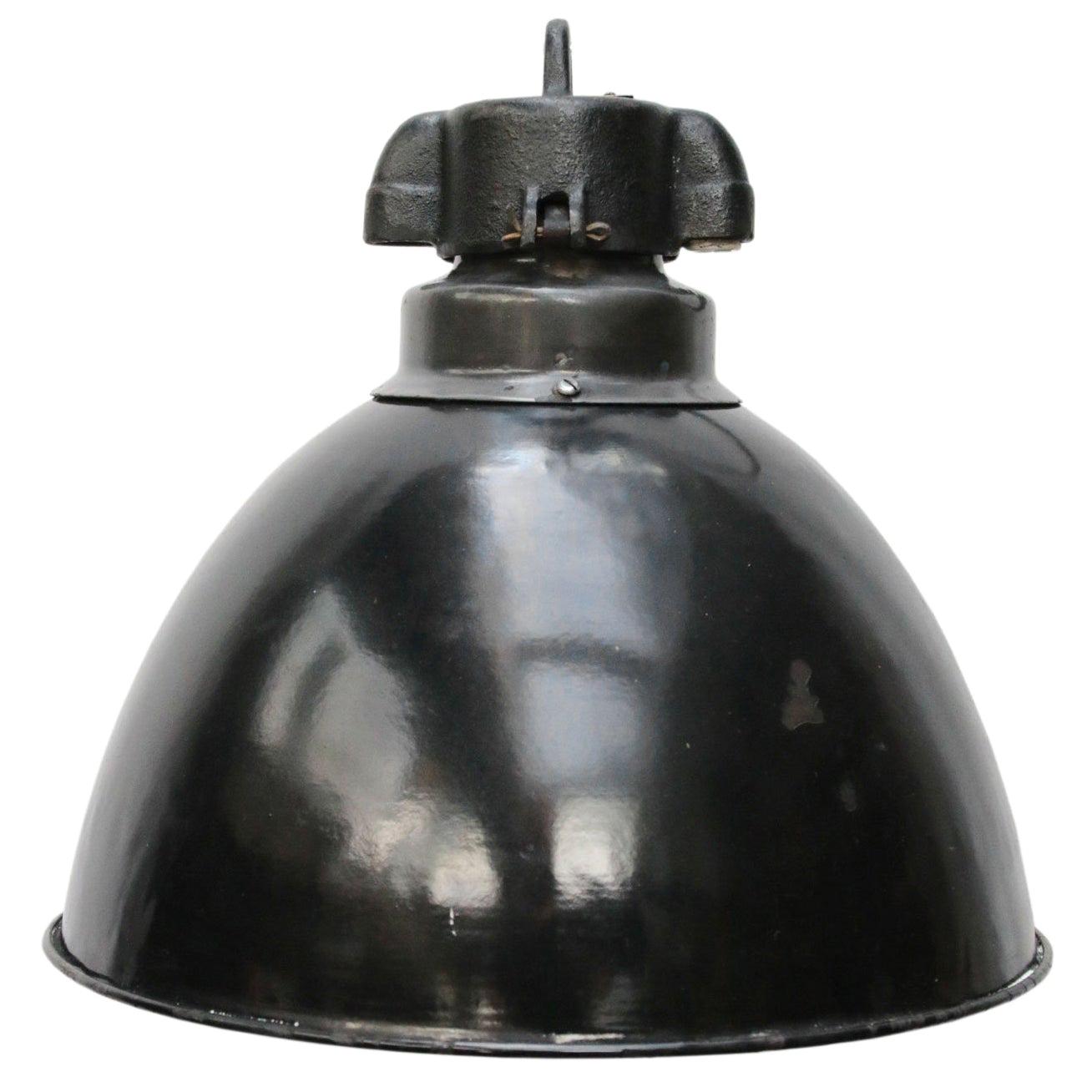 Black Enamel 1930s Vintage Industrial Pendant Lights