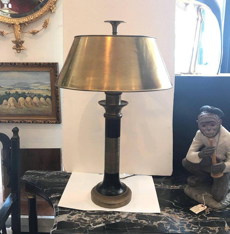 Black Enamel and Brass Column Lamp by Chapman In Good Condition In Hopewell, NJ