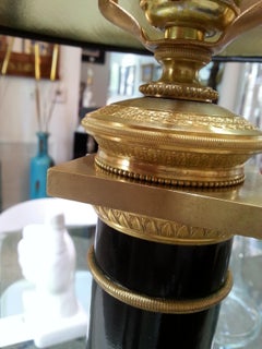 Black Enamel and Bronze Table Lamp