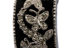 Black Enamel and Diamond Butterfly Motif Earrings