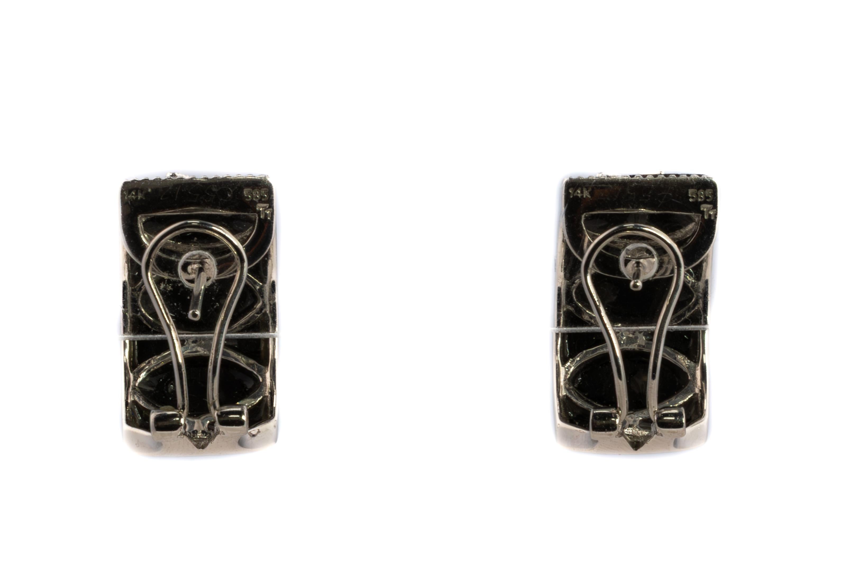 Retro Black Enamel and Diamond Butterfly Motif Earrings For Sale
