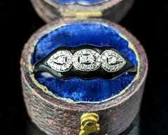 Black enamel and Diamond ring, 18k white gold, Contemporary