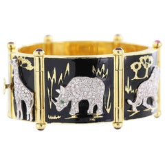 Black Enamel and Diamond Safari Bracelet
