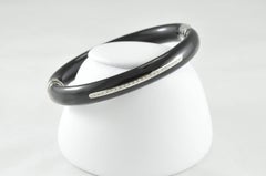 Black Enamel and Sterling Silver Bangle Bracelet