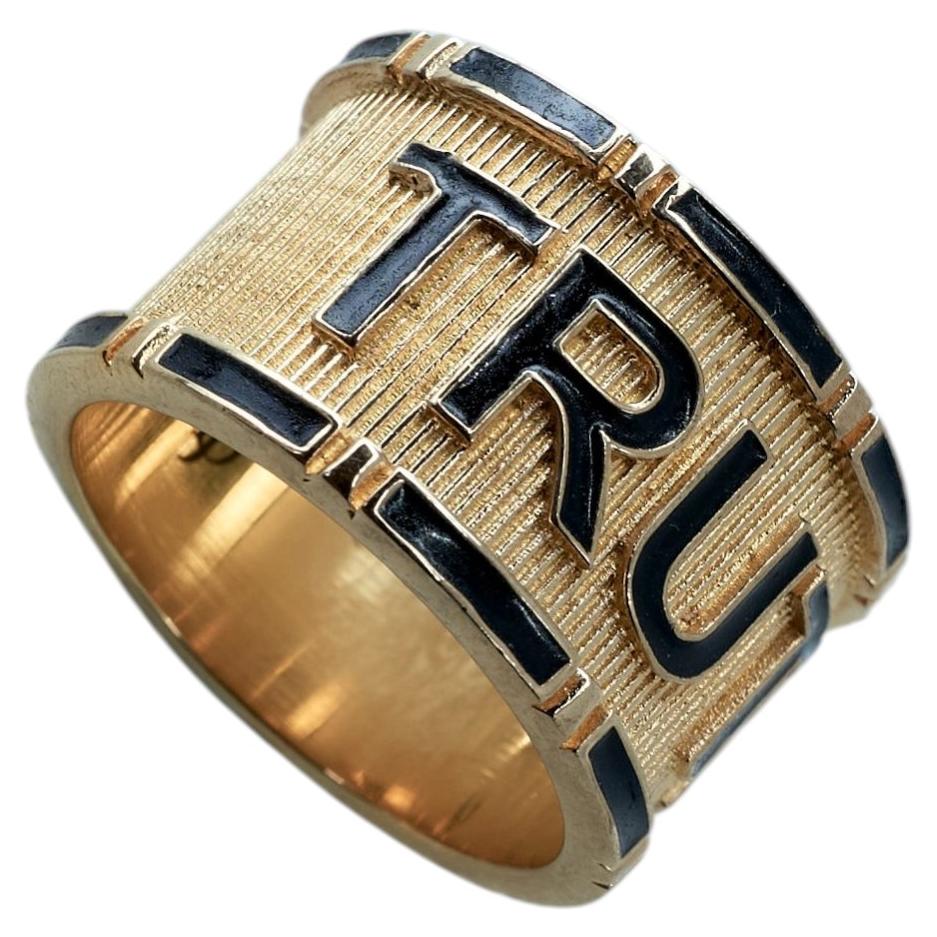 Bague en émail noir Bague Vérité Spirituelle J Dauphin
