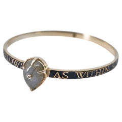 Schwarzes Emaille-Armband mit Labradorit und Diamanten J DAUPHIN