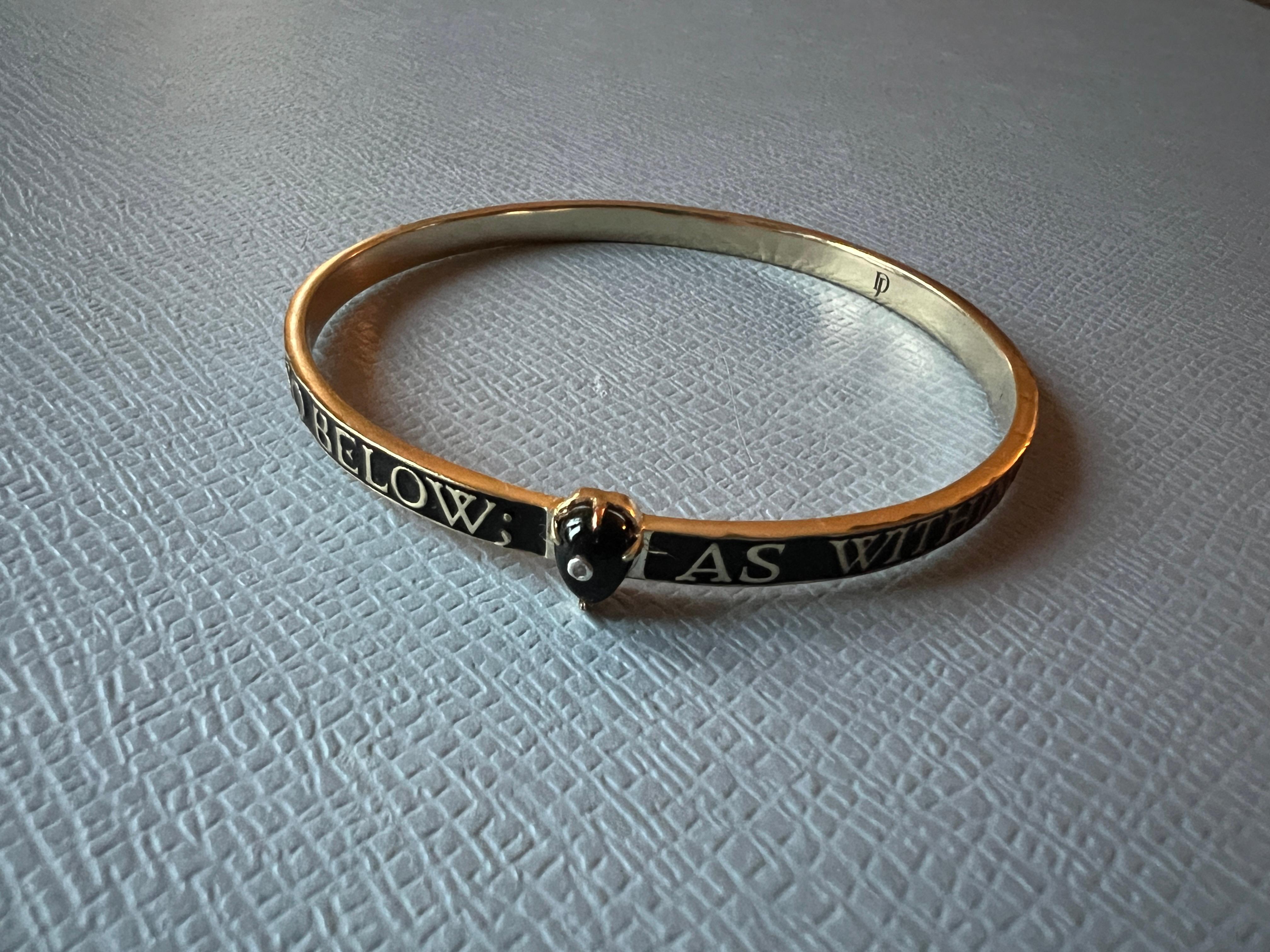 Bracciale Bangle Smalto Nero Onice Diamante in vendita 1