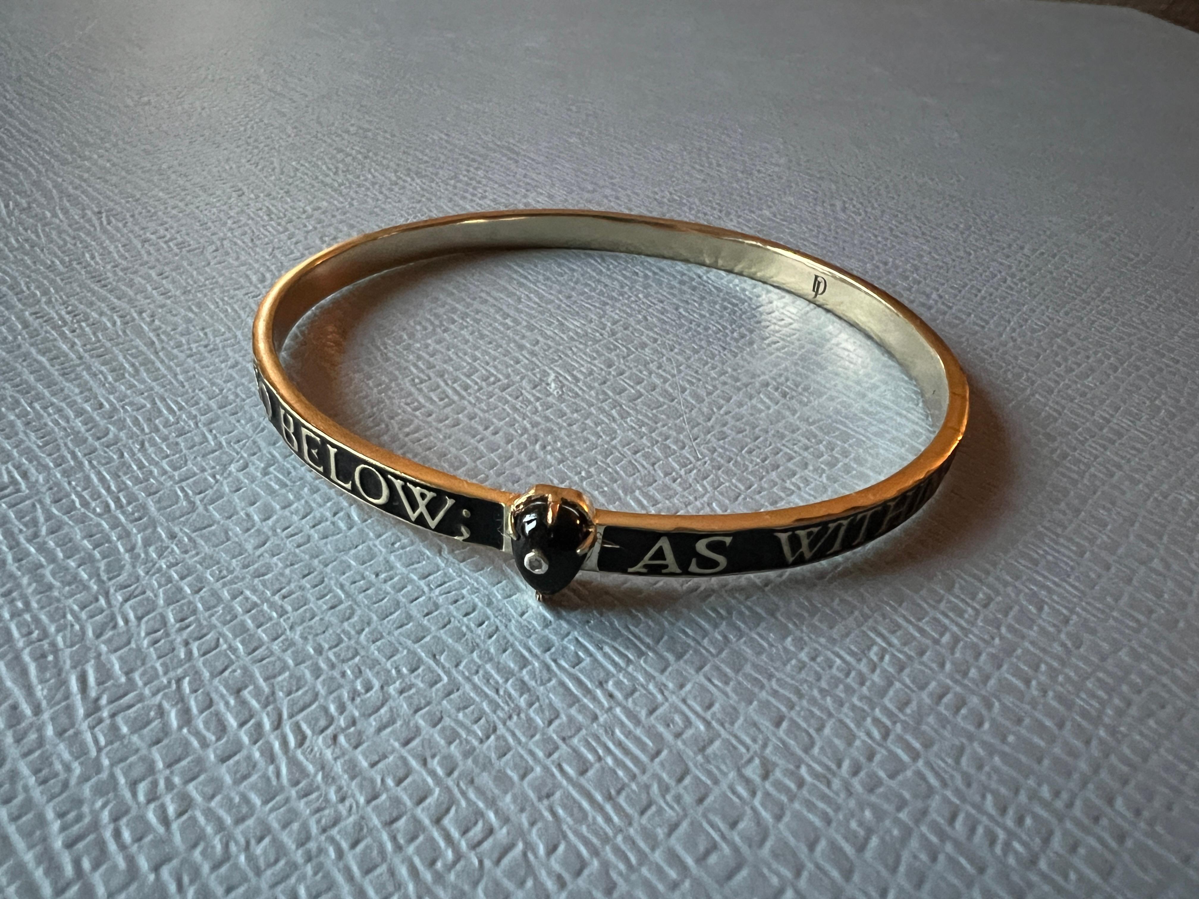 Bracciale Bangle Smalto Nero Onice Diamante in vendita 2