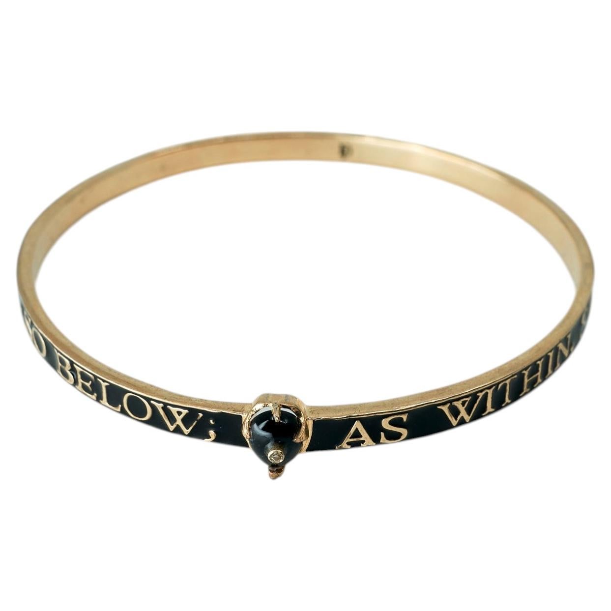 Bracciale in smalto nero, bracciale rigido in onice, oro, diamanti, J Dauphin in vendita