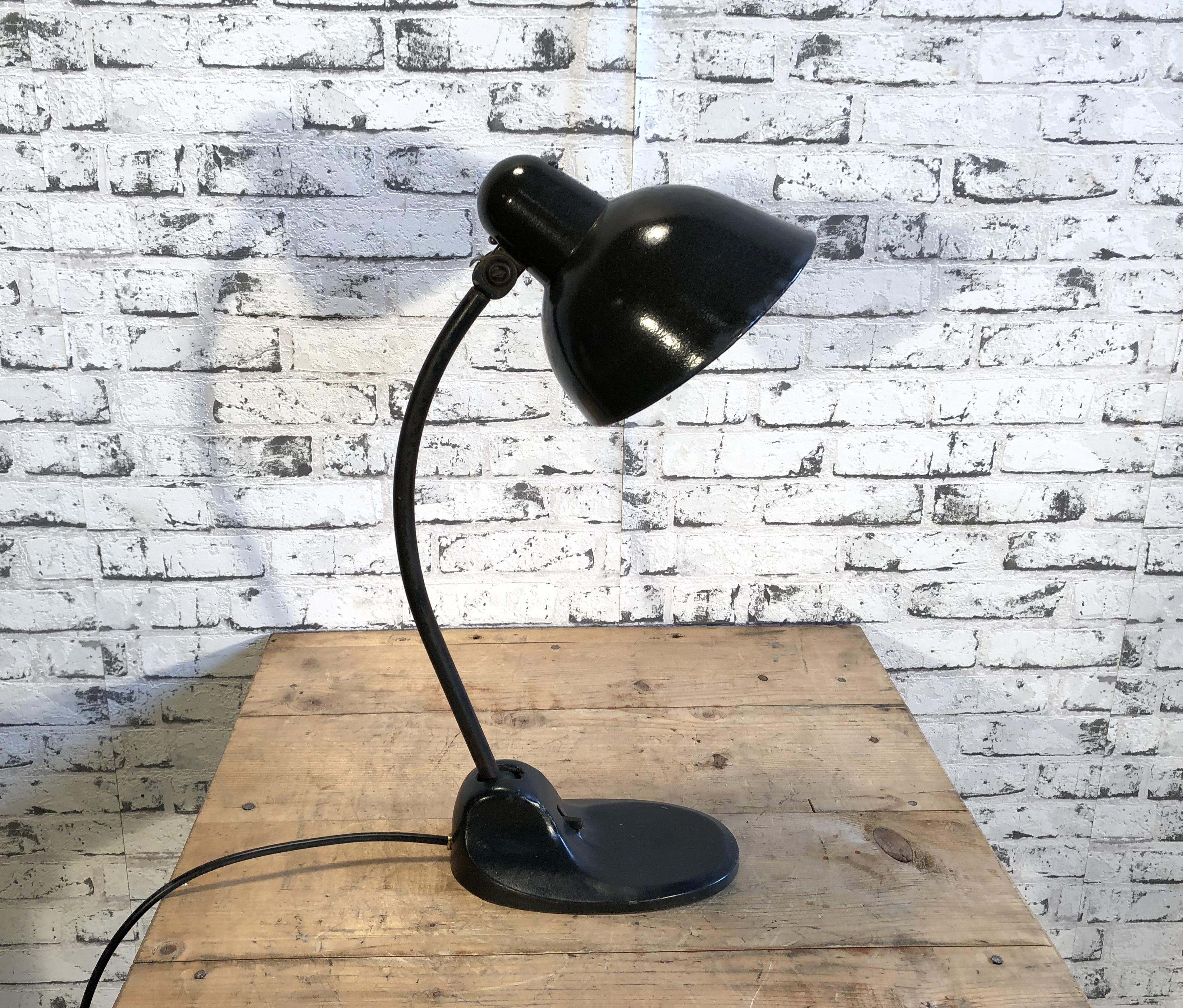 Enameled Black Enamel Bauhaus Industrial Desk Lamp From Siemens, 1930s