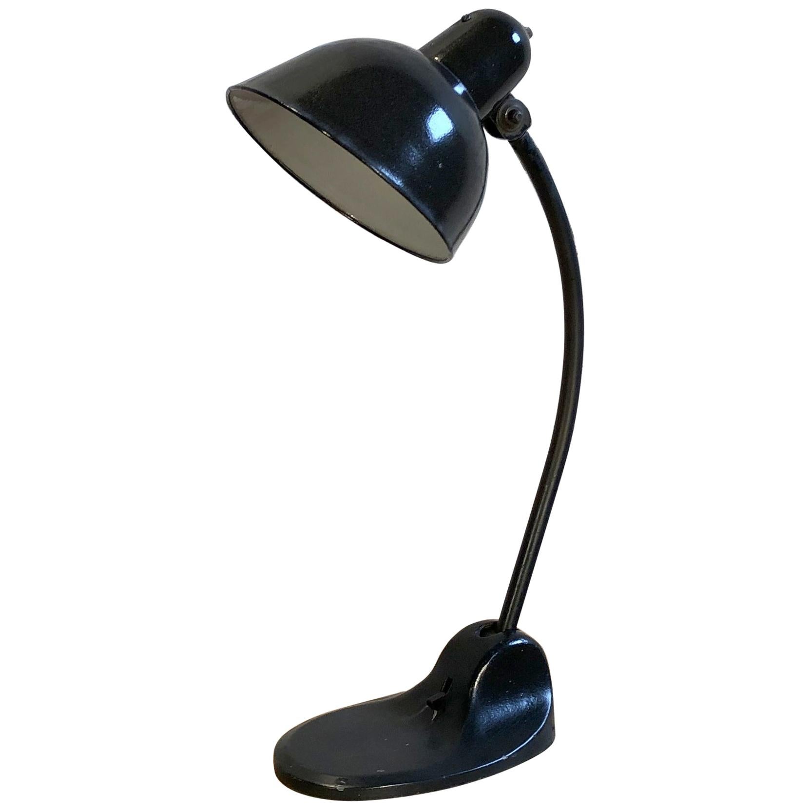 Black Enamel Bauhaus Industrial Desk Lamp From Siemens, 1930s