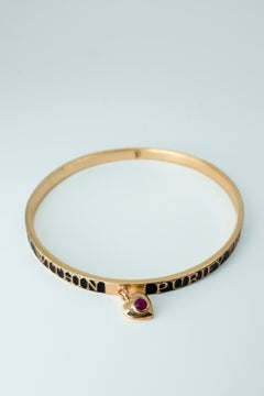 Black Enamel Bracelet Bangle Ruby Heart Gold Plated J Dauphin