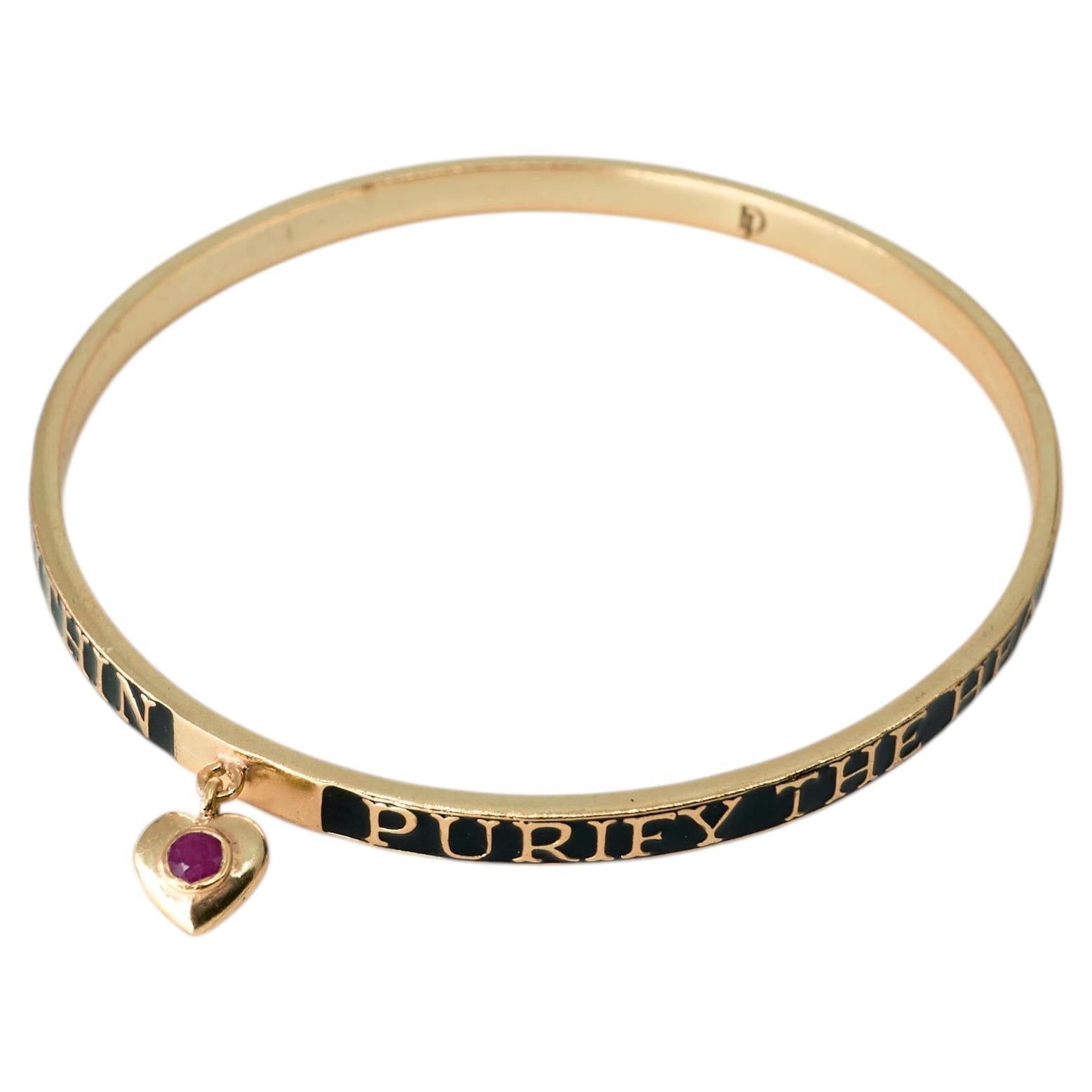 Heart Bangle Black Enamel Bracelet Spiritual Jewelry Words J Dauphin For Sale