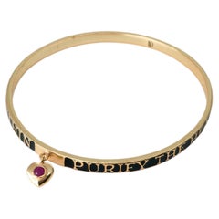 Black Enamel Bracelet Bangle Ruby Heart Gold Plated J Dauphin