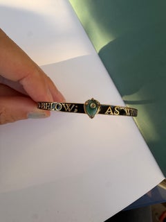 Schwarzes Emaille-Armband, Smaragd-Armreif, Gold, Diamant, Spiritual, J, Dauphin