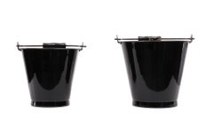 Black Enamel Buckets, 1950s, Holland