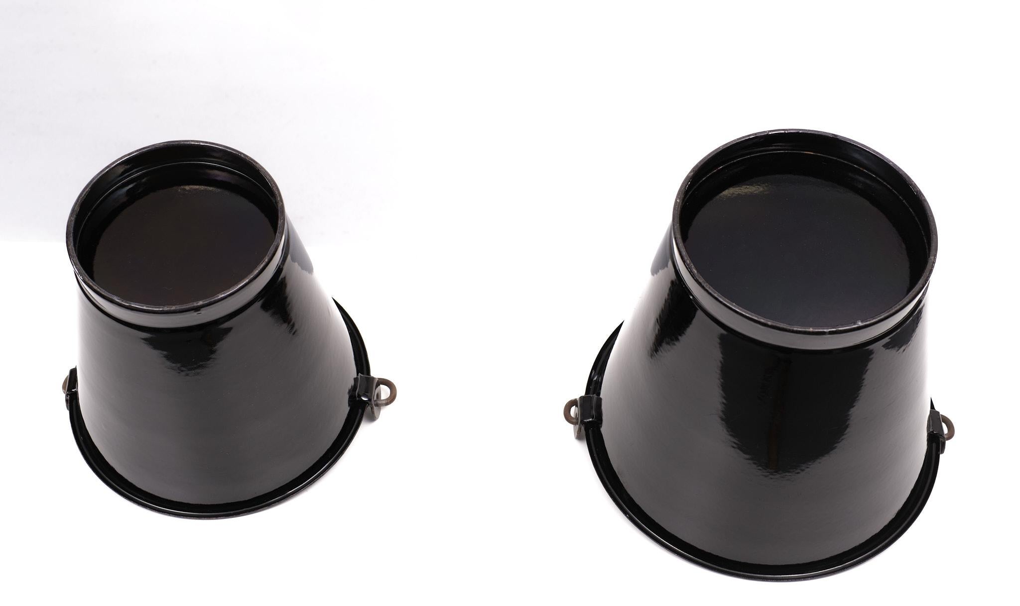 Mid-20th Century Black Enamel Buckets, 1950s, Holland  For Sale