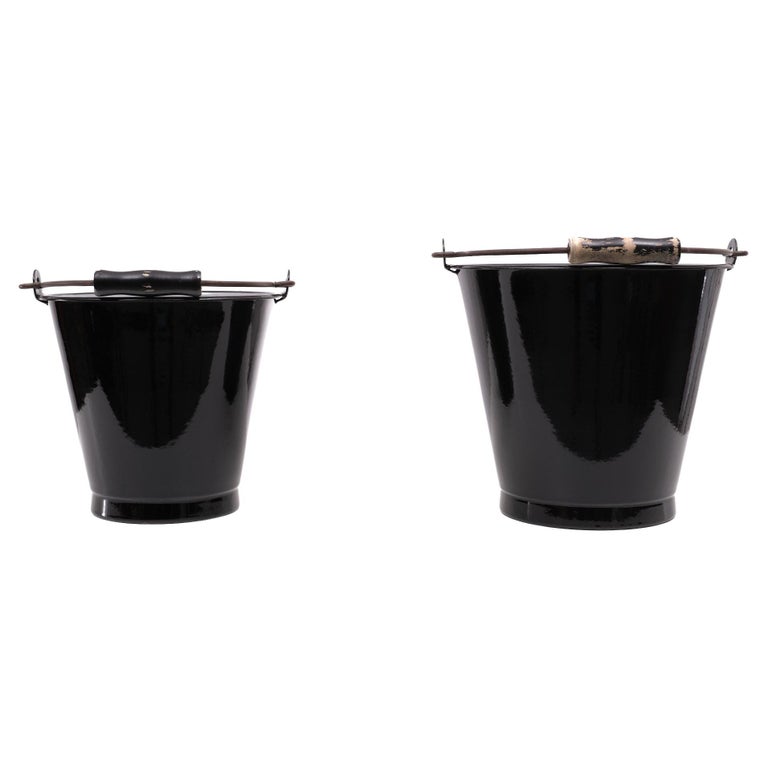Black Enamel Buckets, 1950s, Holland For Sale at 1stDibs