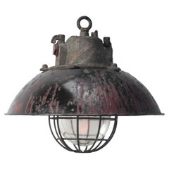 Black Enamel Cast Iron Vintage Industrial Cage Pendant Lights