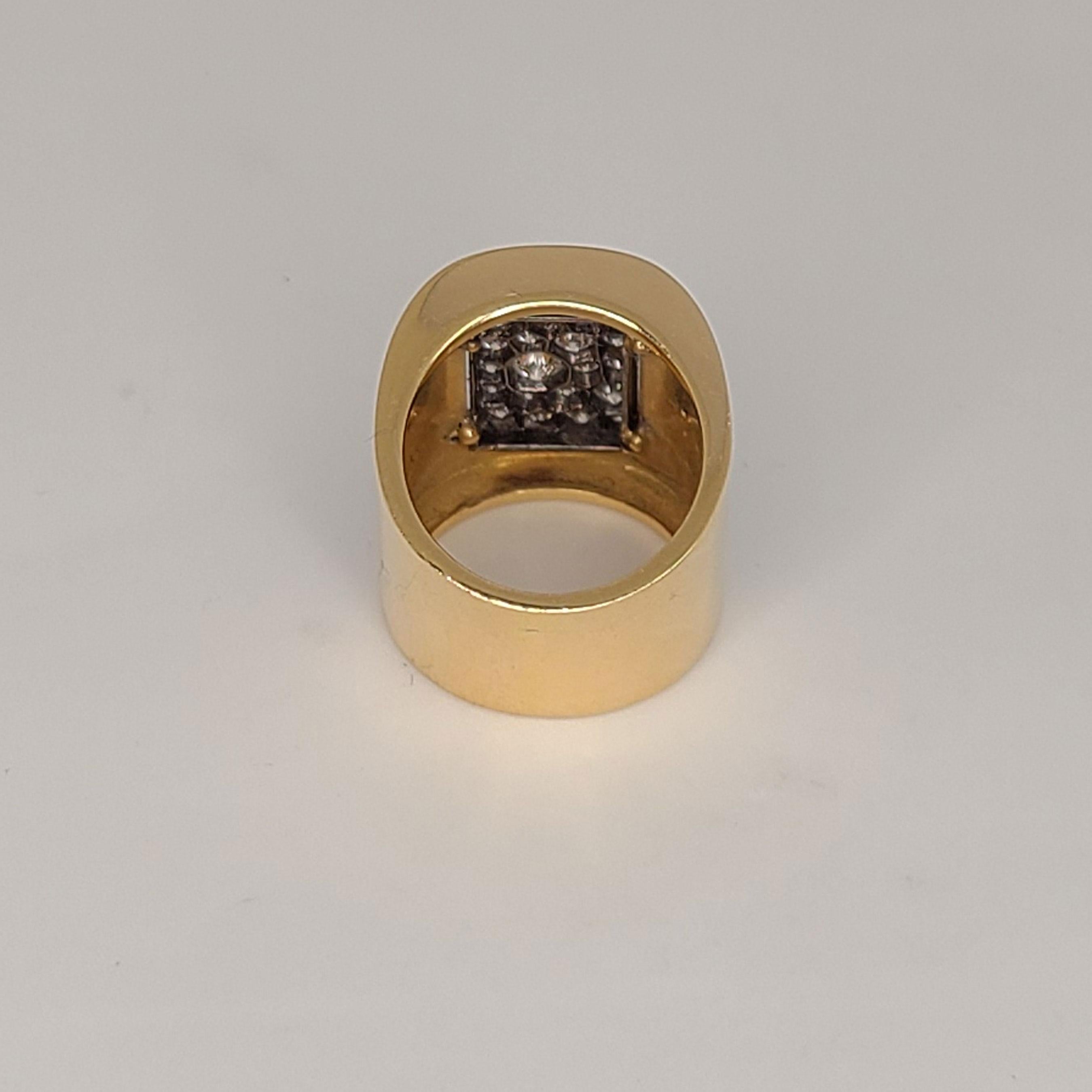 Artisan Black Enamel Cobble Stone Diamond Ring For Sale