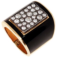 Black Enamel Cobble Stone Diamond Ring