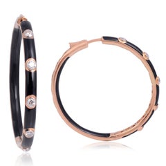 Schwarze Emaille-Diamant-Ohrringe aus 18 Karat Gold