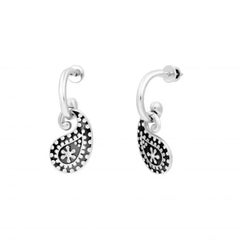 Black Enamel Diamond Earrings White 18K Gold for Her