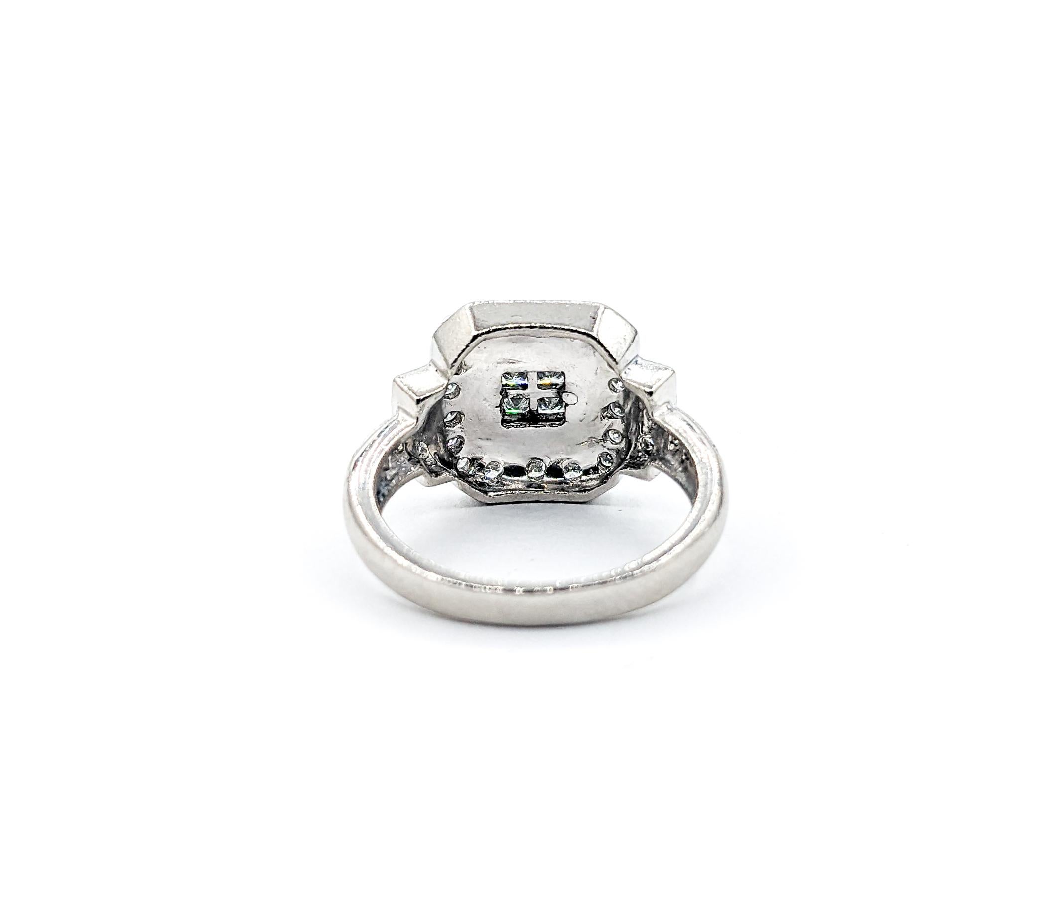 Black Enamel & Diamond Ring In 950pt Platinum For Sale 1
