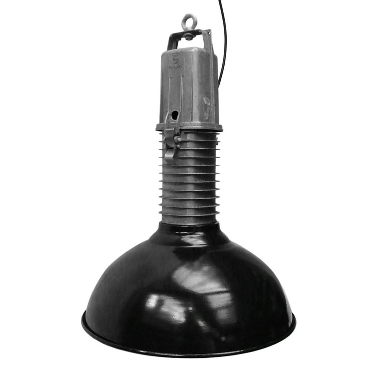 Black Enamel Dutch Design Vintage Industrial Cast Aluminum Pendant Lights For Sale 3