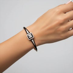Black Enamel Emerald Cut 14K (or 18k upon request) Gold Diamond Bracelet