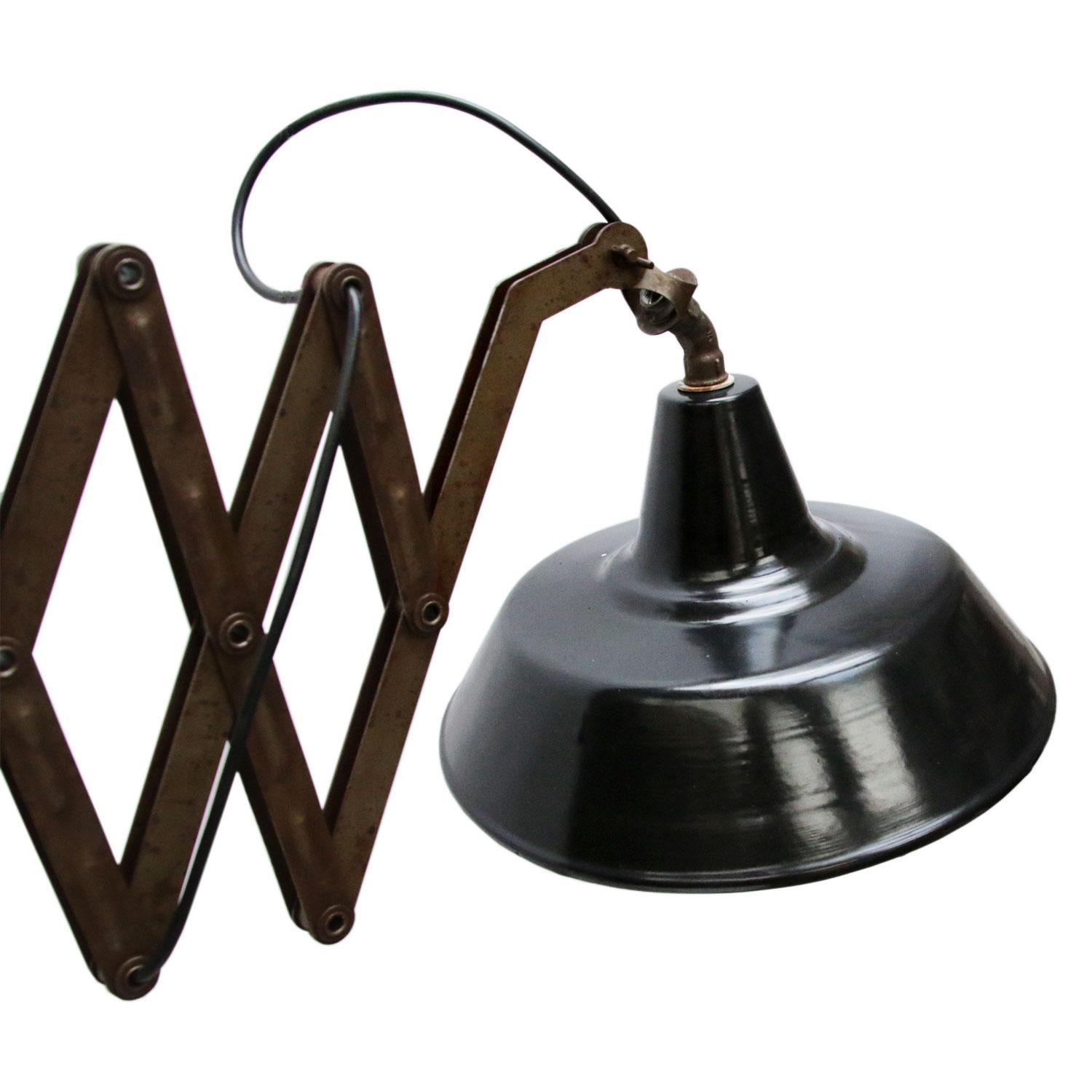 Industrial Black Enamel Extra Large Iron Scissor Wall Lamps For Sale