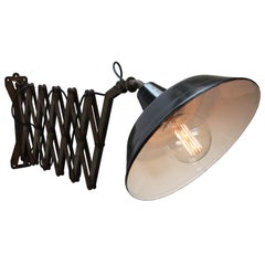 Black Enamel Extra Large Iron Scissor Wall Lamps, Mid-20th Century