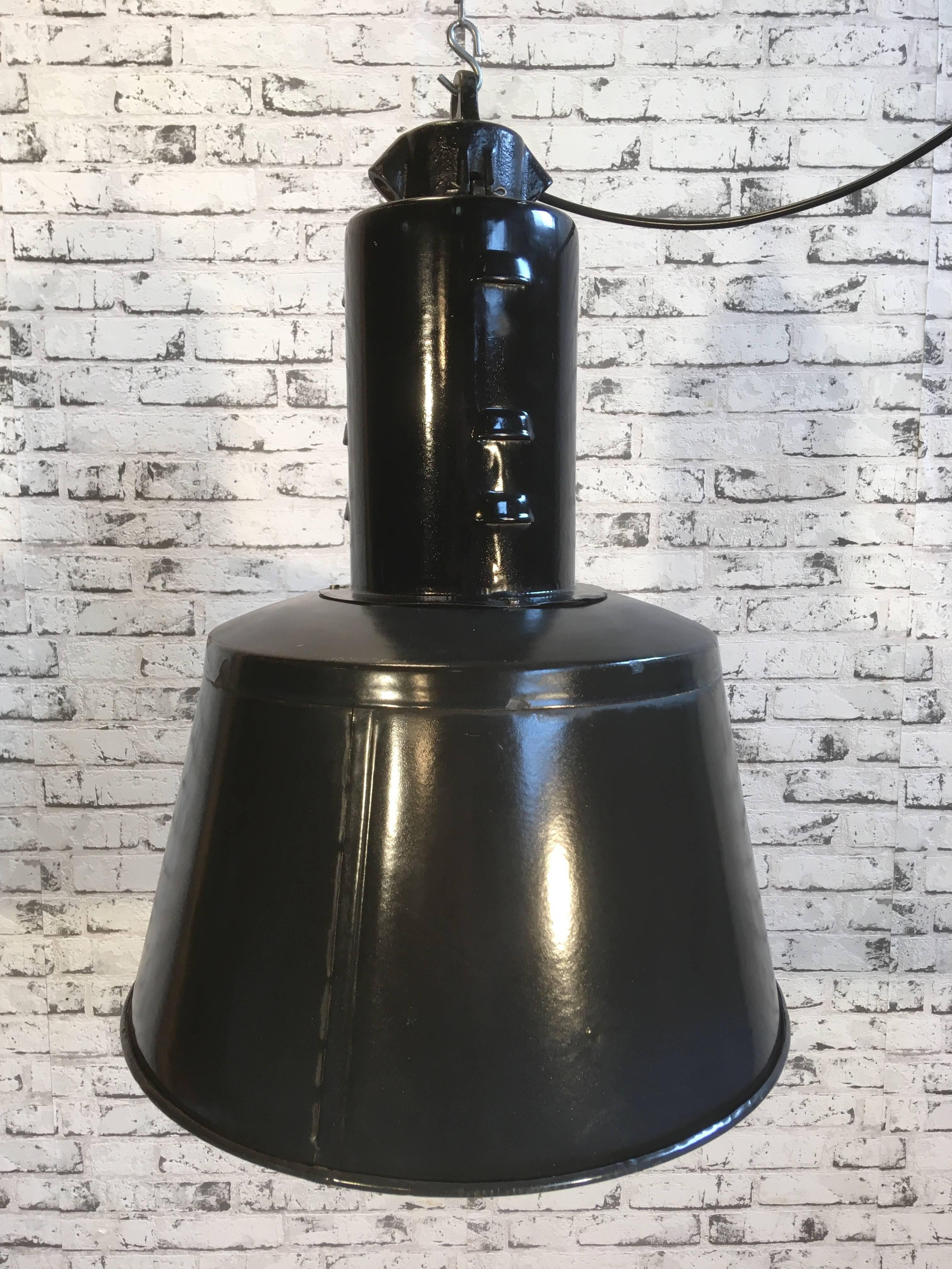 Mid-20th Century Black Enamel Factory Lamp