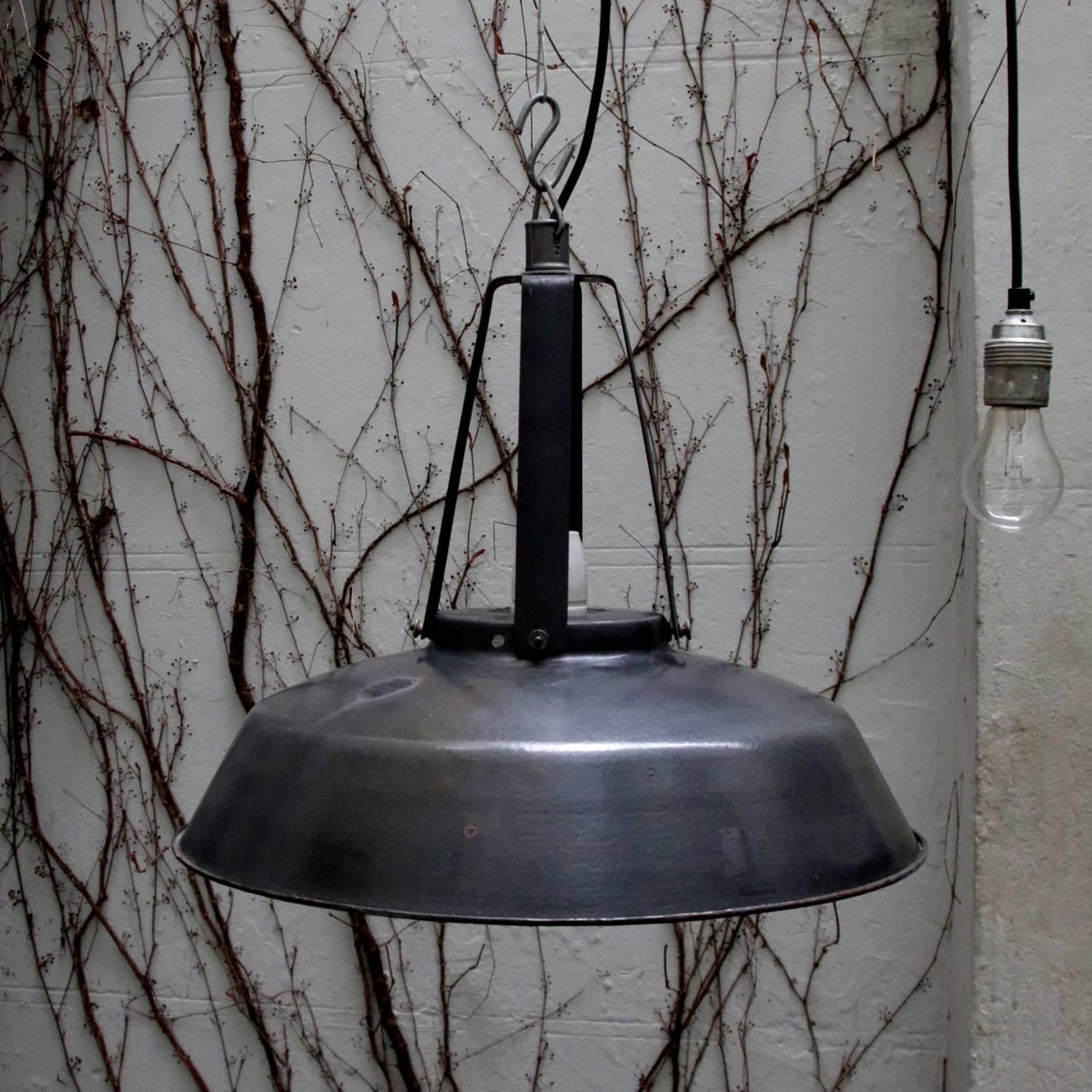 Black Enamel French Vintage Industrial Factory Pendant Lamps 1