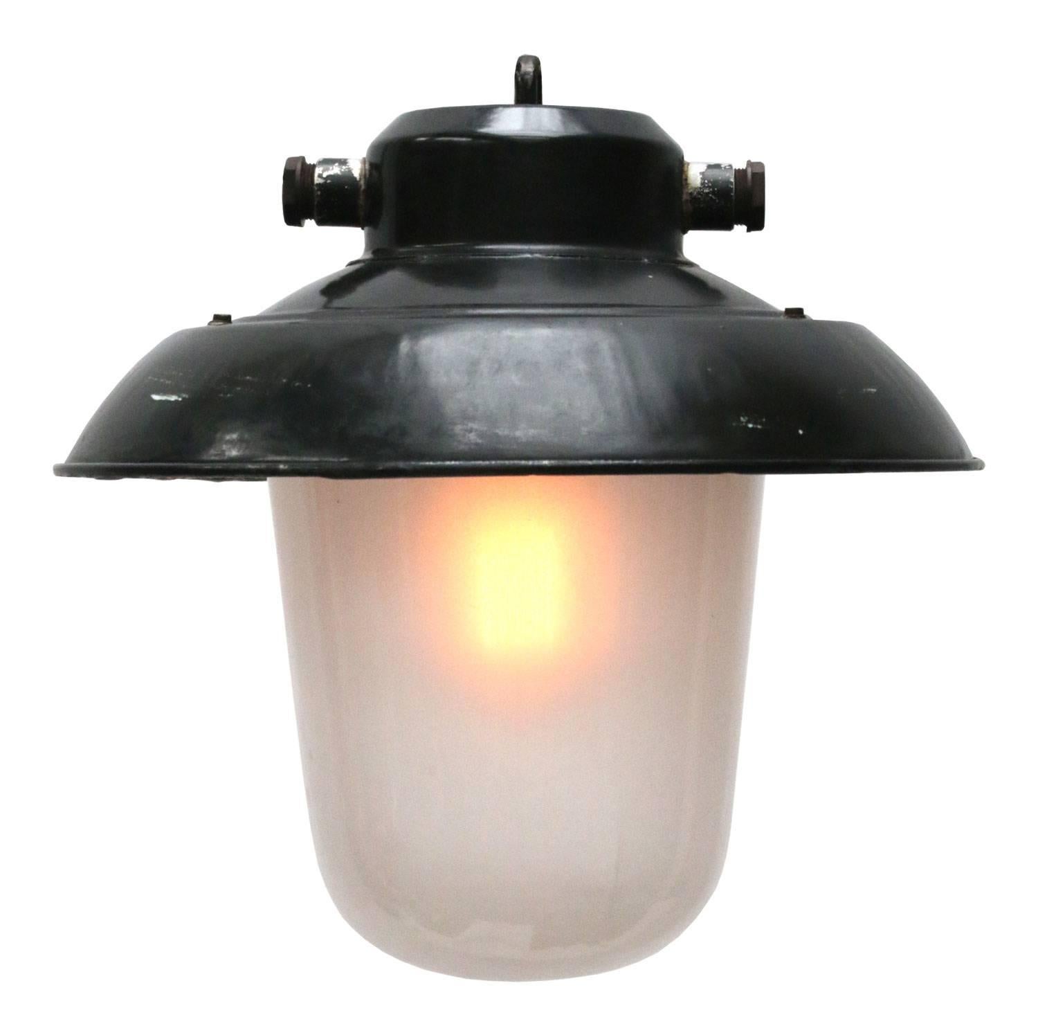 Black Enamel Frosted Glass Vintage Industrial Lamp Pendants