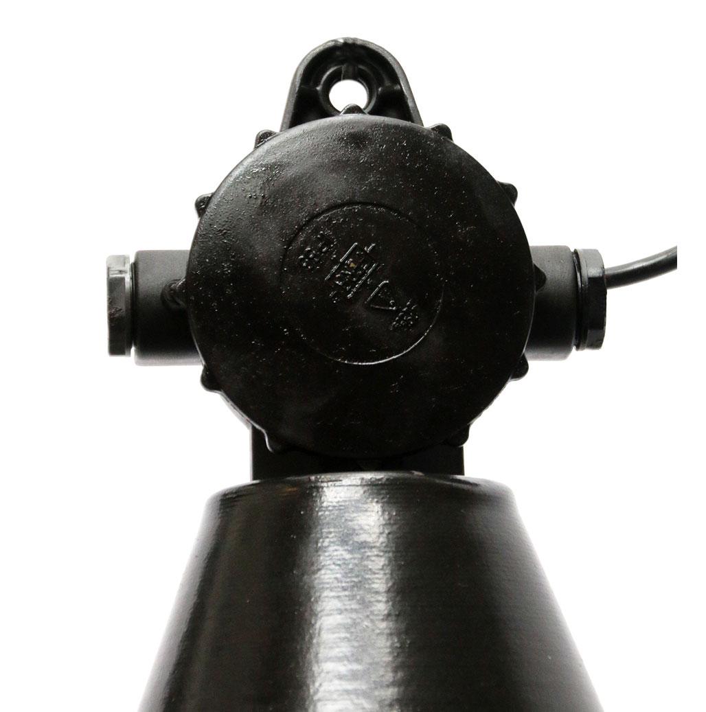 The German industrial classic! Used in warehouses and factories in Germany.
Black enamel top with Bakelite top.

Weight: 2.00 kg / 4.4 lb

Priced per individual item. All lamps have been made suitable by international standards for incandescent